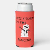 This Kitchen is for dancing snowman Seltzer Blikjeskoeler (Seltzer Achterkant)