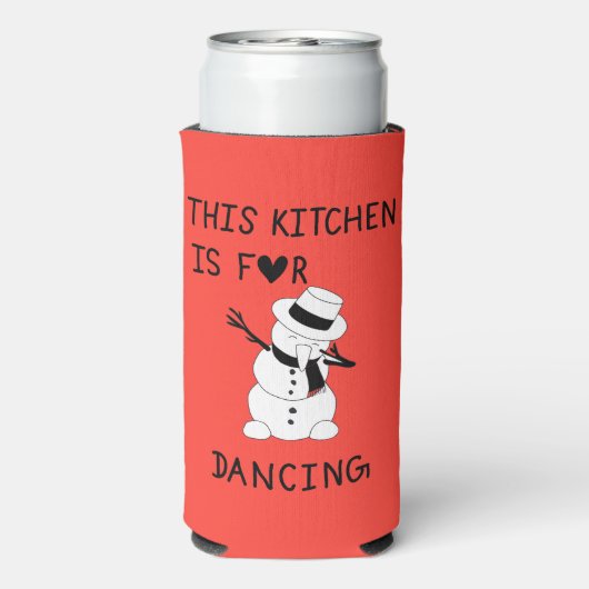 This Kitchen is for dancing snowman Seltzer Blikjeskoeler (Seltzer Achterkant)