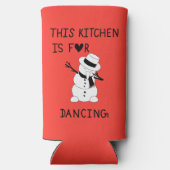 This Kitchen is for dancing snowman Seltzer Blikjeskoeler (Achterkant)