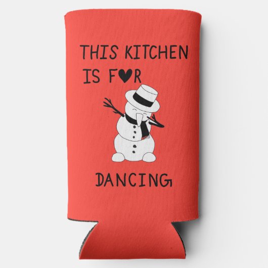 This Kitchen is for dancing snowman Seltzer Blikjeskoeler (Achterkant)
