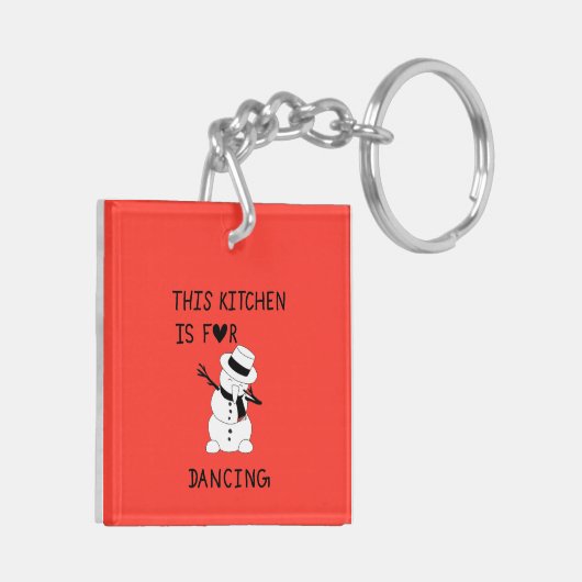 This Kitchen is for dancing snowman Sleutelhanger (Achterkant Links)
