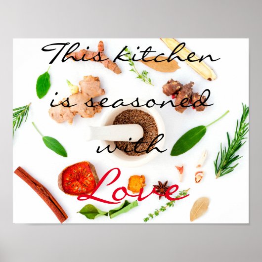 This kitchen is seasoned with love poster (Voorkant)
