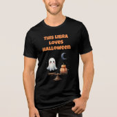 This Libra Loves Halloween Cute Ghost & Pumpkin Tri-Blend Shirt (Voorkant)