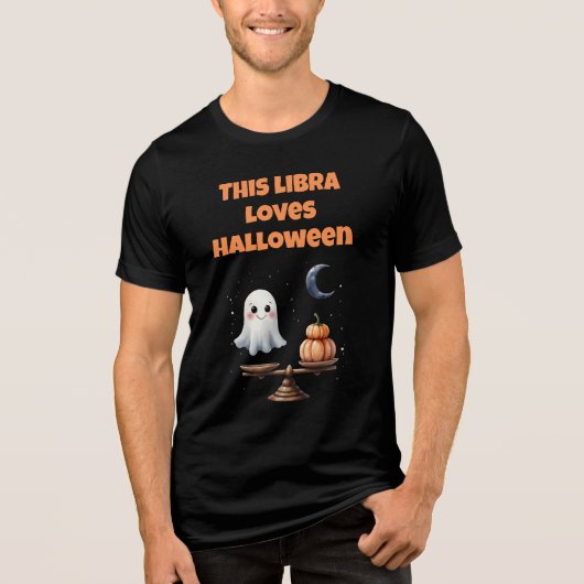 This Libra Loves Halloween Cute Ghost & Pumpkin Tri-Blend Shirt (Voorkant)