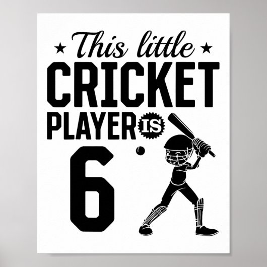 This Little Cricket Player Is 6 Years Old - 6th Bi Poster (Voorkant)