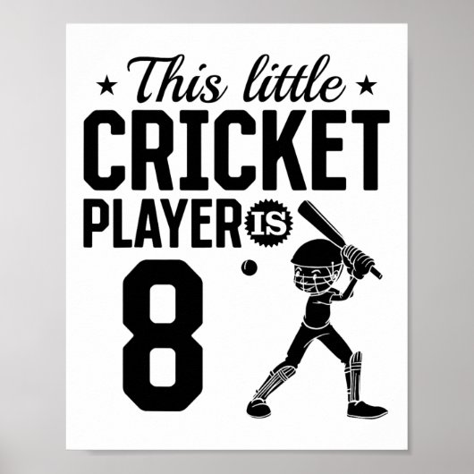 This Little Cricket Player Is 8 Years Old - 8th Bi Poster (Voorkant)