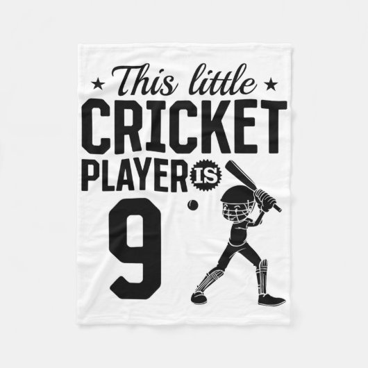 This Little Cricket Player Is 9 Years Old - 9th Bi Fleece Deken (Voorkant)