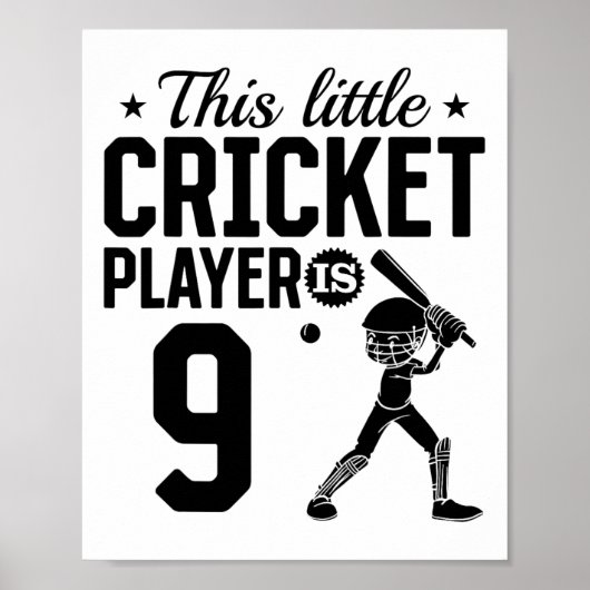 This Little Cricket Player Is 9 Years Old - 9th Bi Poster (Voorkant)