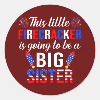 This Little Firecracker Is Going To Be Big Sister Ronde Sticker