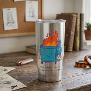 This Little Light: Dumpster Fire Thermale Tumbler Geïsoleerde Drinkbeker