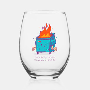 This Little Light: Dumpster Fire Wijnglas Zonder Voet