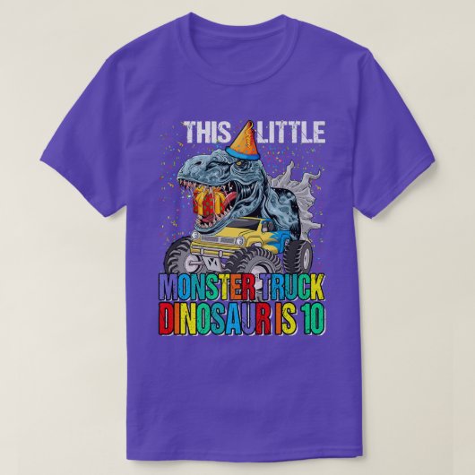 This Little Monster Truck Dinosaur Is 10th Birthda T-shirt (Design voorkant)