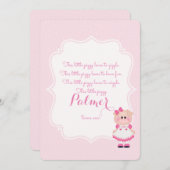 "This Little Piggy" eerste verjaardag uitnodiging (Voorkant / Achterkant)