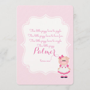 "This Little Piggy" eerste verjaardag uitnodiging