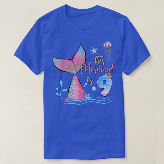This Mermaid Is 9th Birthday Girls Magical 9 Years T-shirt (Design voorkant)