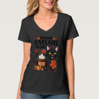 This Mom Loves Fall And Cats Tis The Season For Au T-shirt