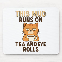This Mug Runs on Tea and Eye Rolls – Funny British Muismat