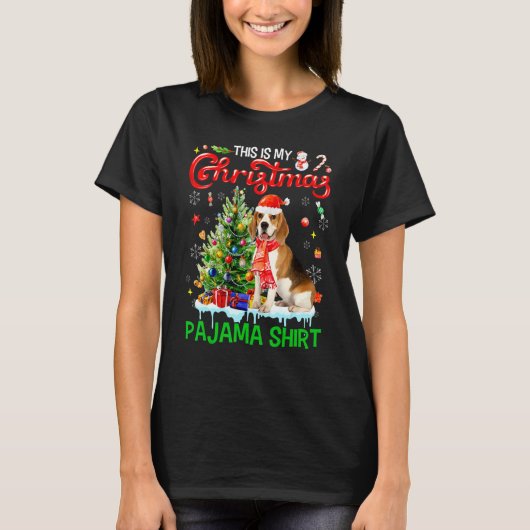 This My Christmas Pajama   Beagle Scarf Santa Xmas T-shirt (Voorkant)