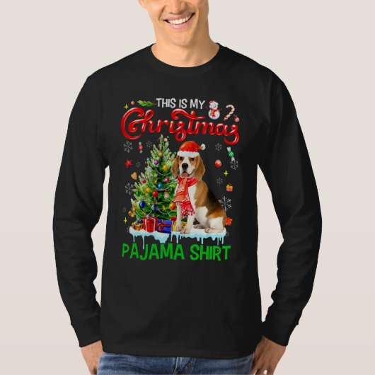This My Christmas Pajama   Beagle Scarf Santa Xmas T-shirt (Voorkant)