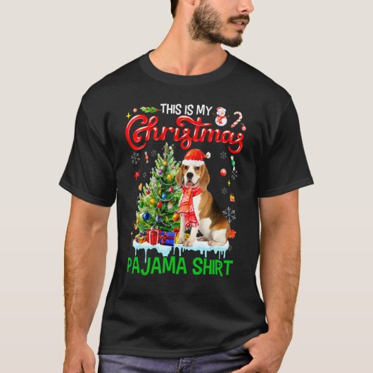 This My Christmas Pajama   Beagle Scarf Santa Xmas T-shirt (Voorkant)