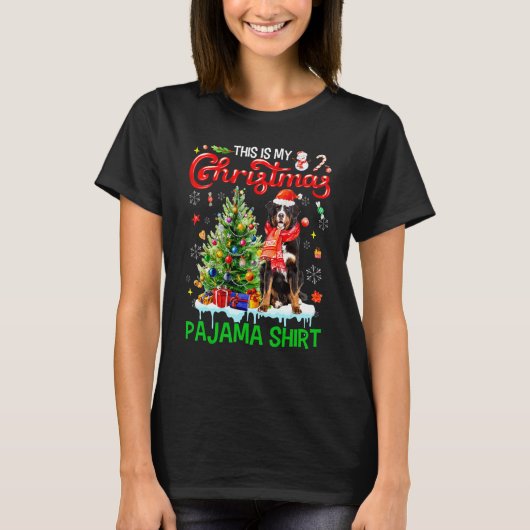 This My Christmas Pajama   Bernese Mountain Santa  T-shirt (Voorkant)
