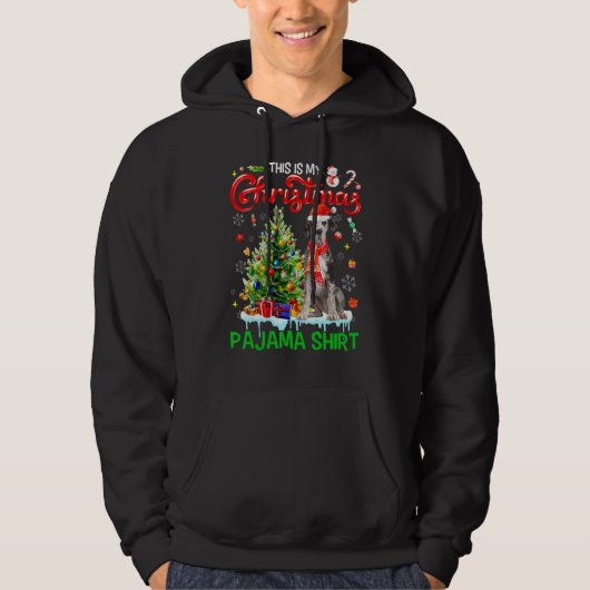 This My Christmas Pajama   Great Dane Scarf Santa  Hoodie (Voorkant)