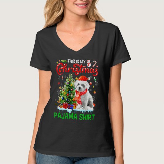 This My Christmas Pajama   Maltese Scarf Santa Xma T-shirt (Voorkant)