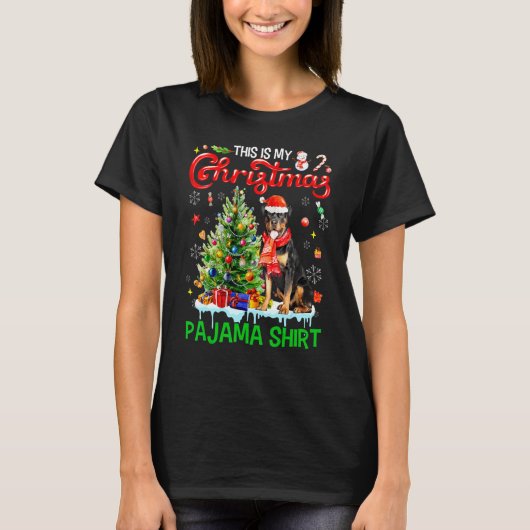 This My Christmas Pajama Rottweiler Scarf Santa X T-shirt (Voorkant)