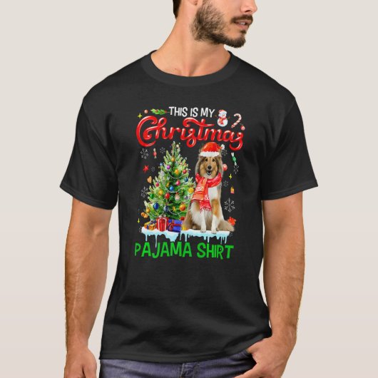 This My Christmas Pajama  Shetland Sheepdog Santa  T-shirt (Voorkant)