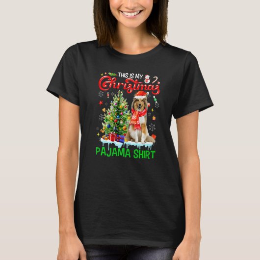 This My Christmas Pajama  Shetland Sheepdog Santa  T-shirt (Voorkant)