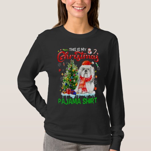 This My Christmas Pajama   Shih Tzu Scarf Santa Xm T-shirt (Voorkant)