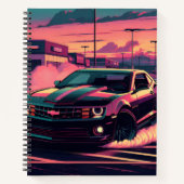 This notebook features a muscle car notitieboek (Voorkant)