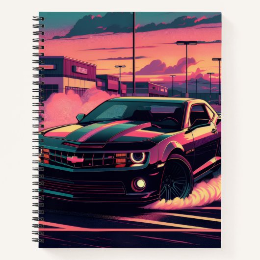 This notebook features a muscle car notitieboek (Voorkant)