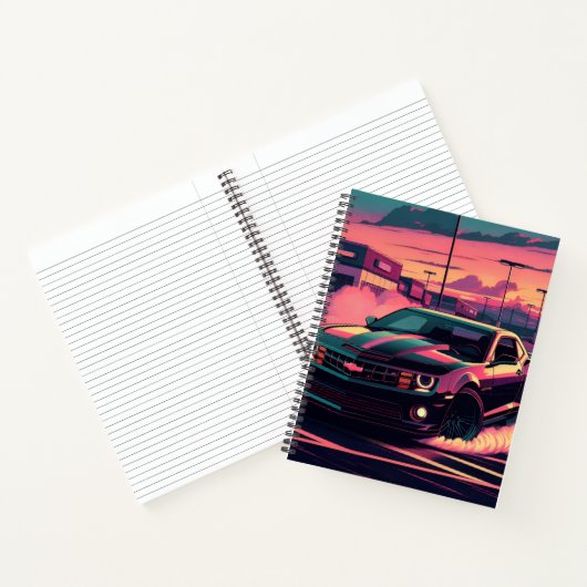 This notebook features a muscle car notitieboek (Binnen)