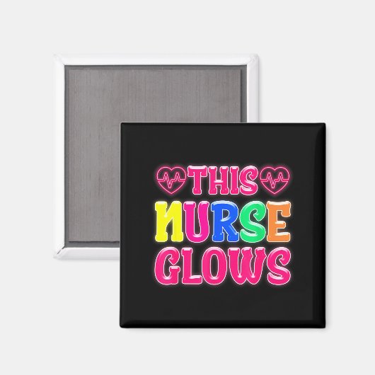 This Nurse Glows Nursing Glow Retro Magneet (Voorkant / Achterkant)