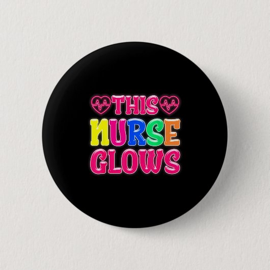 This Nurse Glows Nursing Glow Retro  Ronde Button 5,7 Cm (Voorkant)