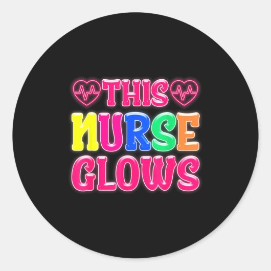 This Nurse Glows Nursing Glow Retro  Ronde Sticker (Voorkant)