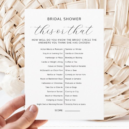 This Or That Bridal Shower Couples Wedding Games Kaart