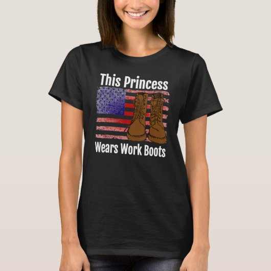 This Princess Wears Work Boots T-shirt (Voorkant)