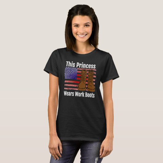 This Princess Wears Work Boots T-shirt (Voorkant volledig)