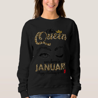This Queen Was Born In January Leopard Women Girls Trui