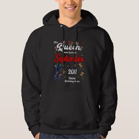 This Queen Was Born in september 2011 September bi Hoodie (Voorkant)