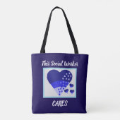 This Social Worker Cares Heart Blue  Tote Bag (Achterkant)