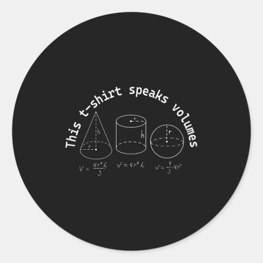 This Speaks Volumes Funny Maths Science Geeky Pun Ronde Sticker (Voorkant)