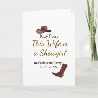 This Wife is a showgirl bachelorette party name da Kaart