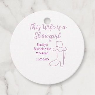 this wife is a showgirl bachelorette party purple  bedankjes labels