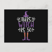 This Witch is 50th Funny Spooky Halloween Birthday Briefkaart (Voorkant)