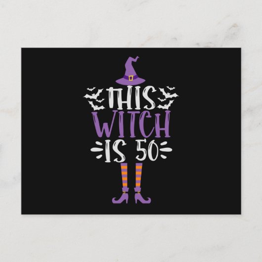 This Witch is 50th Funny Spooky Halloween Birthday Briefkaart (Voorkant)