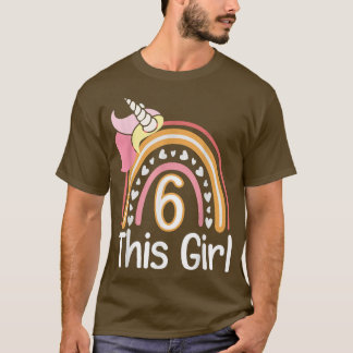 thisgirl 6th birthday unicornrainbow 6 years old f t-shirt