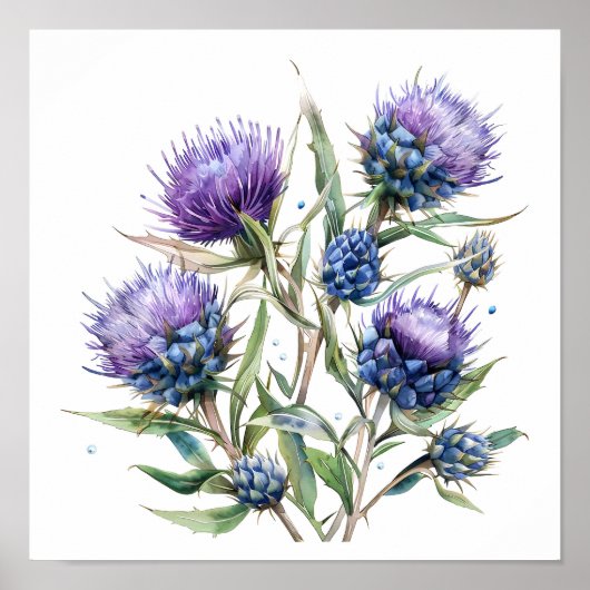 Thistle Art Print, Wildflower Poster (Voorkant)